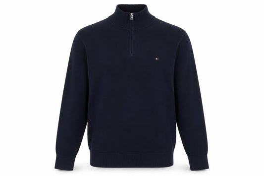 Tommy Hilfiger Mens Blue Cotton Half Zip Jumper Size M