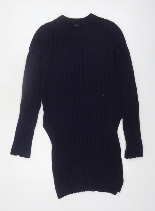 Joseph Womens Blue Wool Ribbed Tunic Jumper Size M