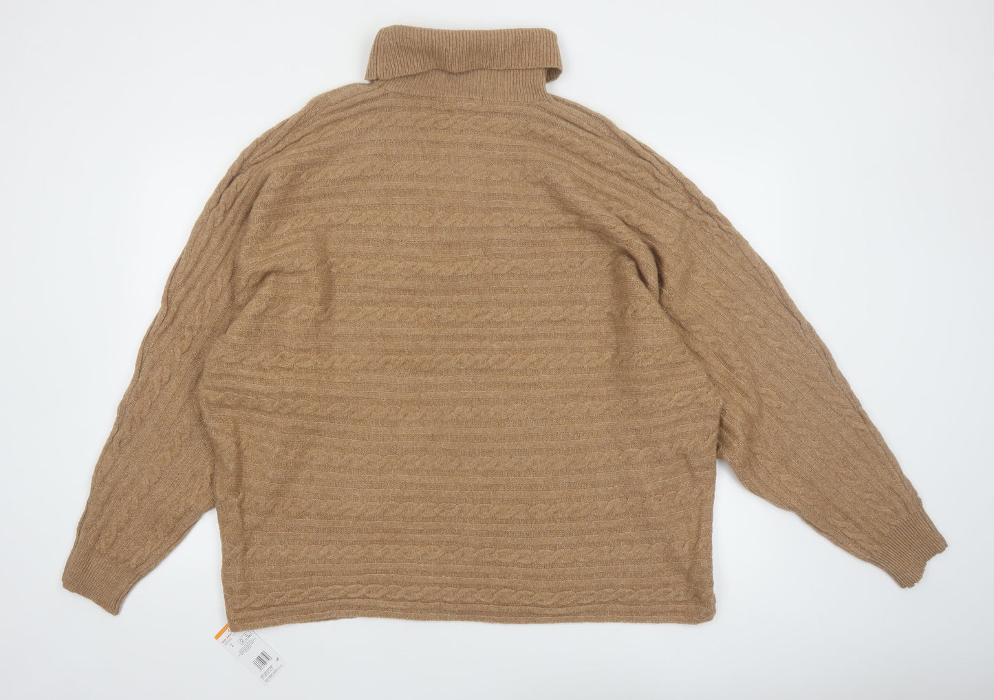 F&F Womens Beige Cable-Knit Roll Neck Jumper XL