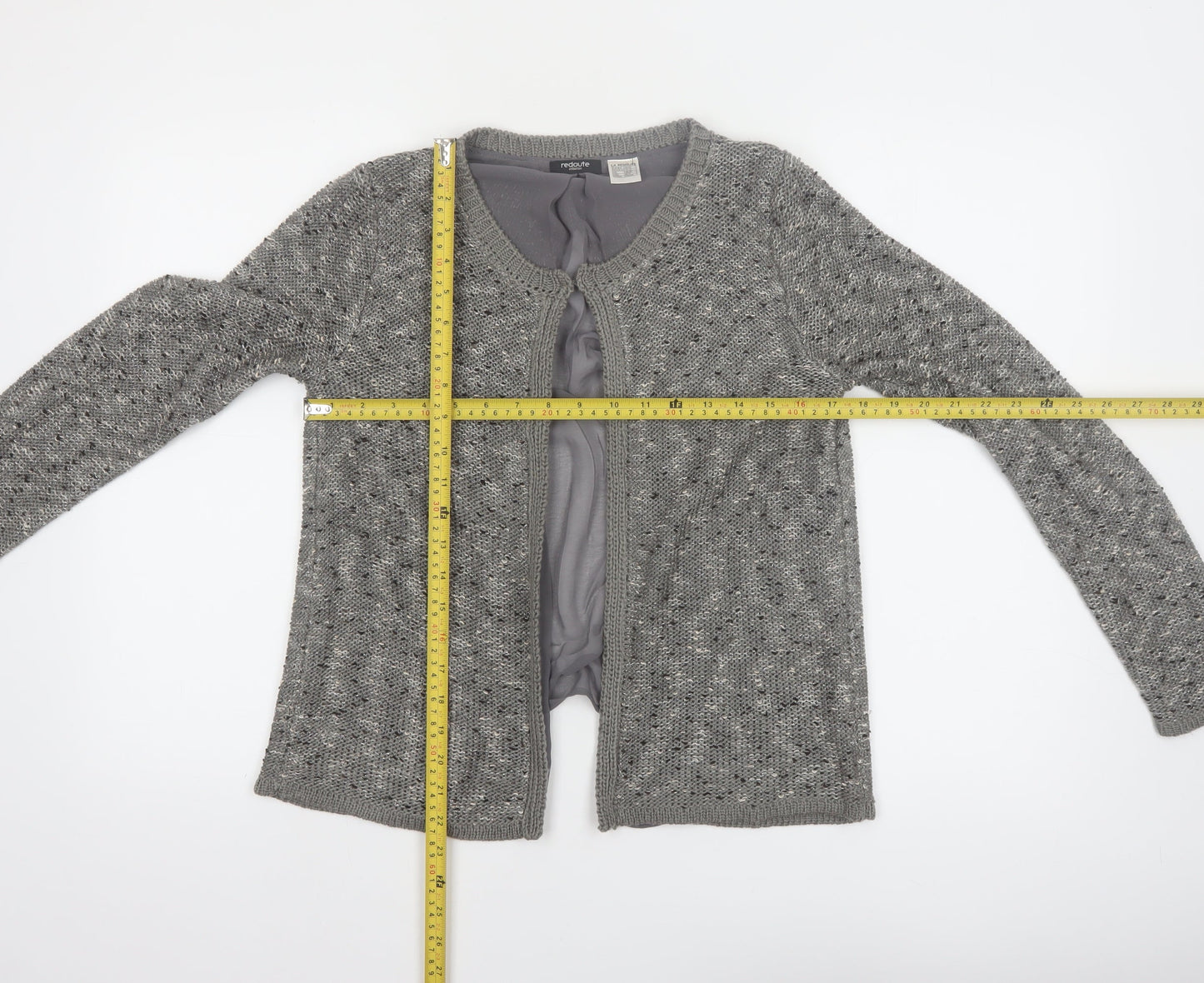 La Redoute Women’s Grey Open Front Cardigan UK 12 Acrylic Knit