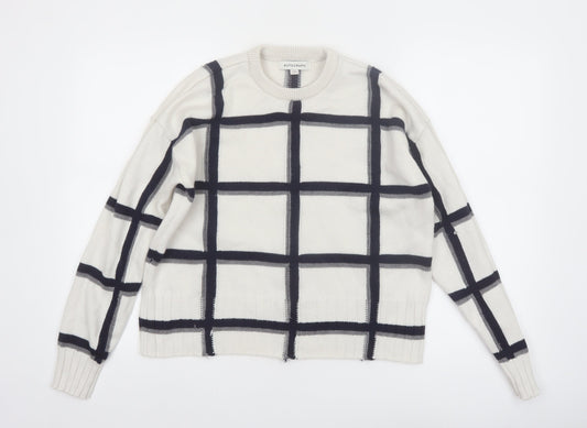 Marks and Spencer Autograph Women’s White Check Merino Wool Pullover Jumper M