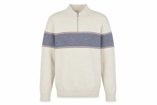 Marks & Spencer Men's Beige 1/2 Zip Cotton Blend Jumper M