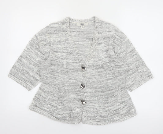 Marks and Spencer Womens Grey Knit 3/4 Sleeve Cardigan M