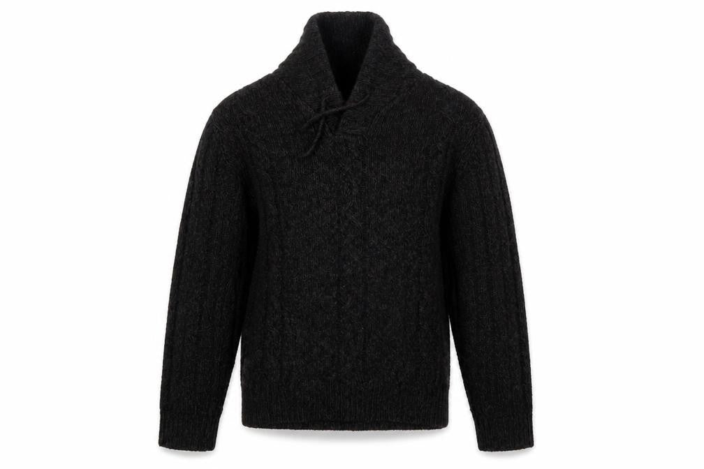 No Fear Men’s Black Cable-Knit Roll Neck Pullover Jumper Size L