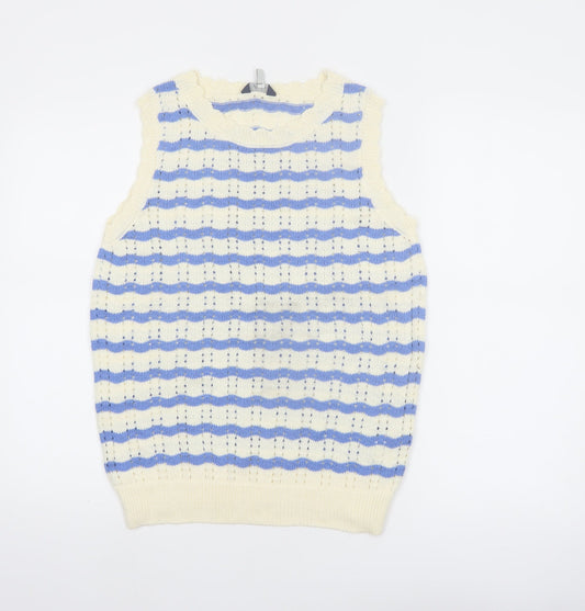 Joules Women’s Blue Striped Sleeveless Knit Tank Top UK 12