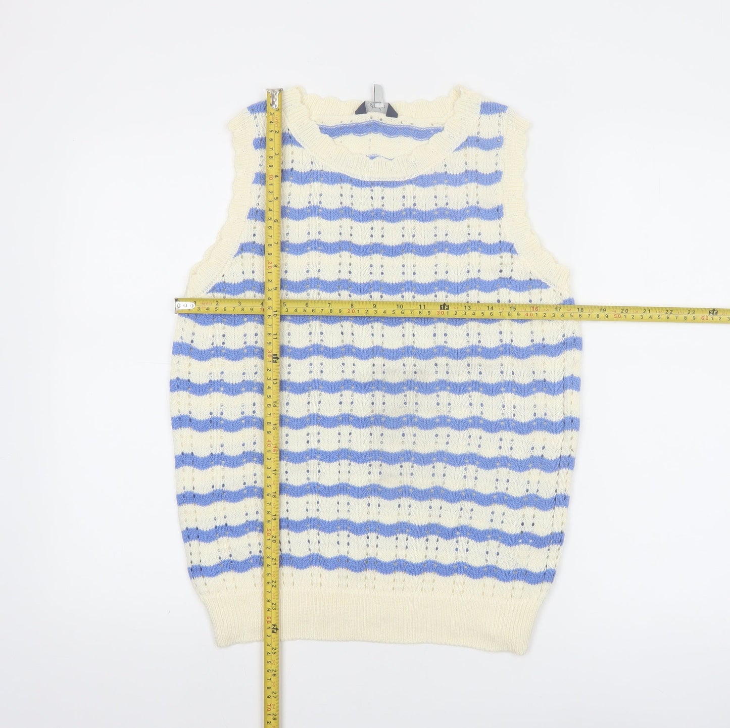Joules Women’s Blue Striped Sleeveless Knit Tank Top UK 12