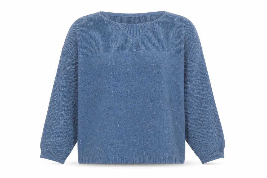 FatFace Women Blue Cotton V-Neck Pullover Jumper Size 12