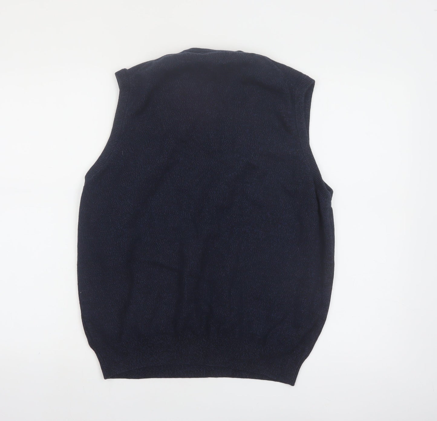 Marks and Spencer Men's Blue Cotton V-Neck Sleeveless Vest M
