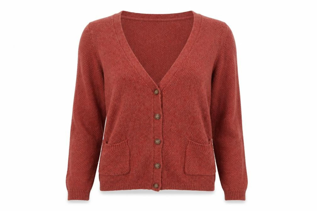 FatFace Women's Brown Wool Blend V-Neck Button Cardigan Size 10