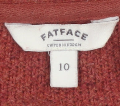 FatFace Women's Brown Wool Blend V-Neck Button Cardigan Size 10