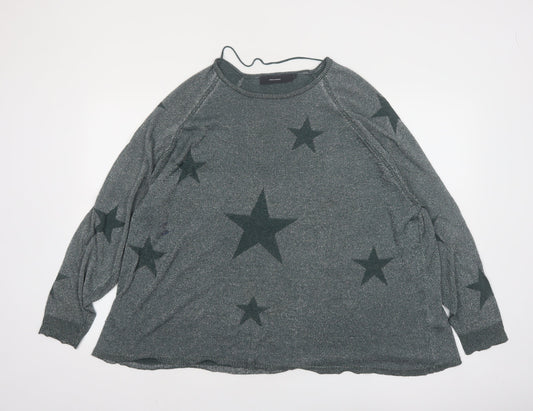 Vero Moda Womens Grey Star Knit Jumper XL Relaxed Fit Pullover