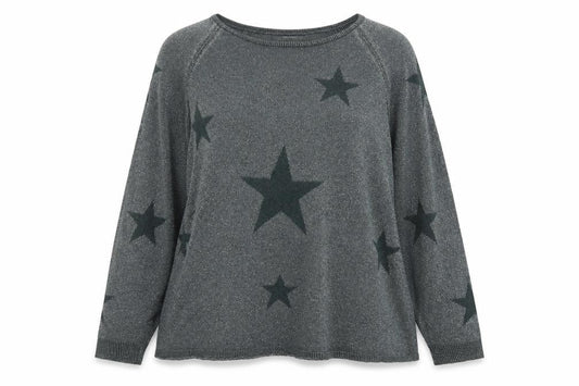 Vero Moda Womens Grey Star Knit Jumper XL Relaxed Fit Pullover