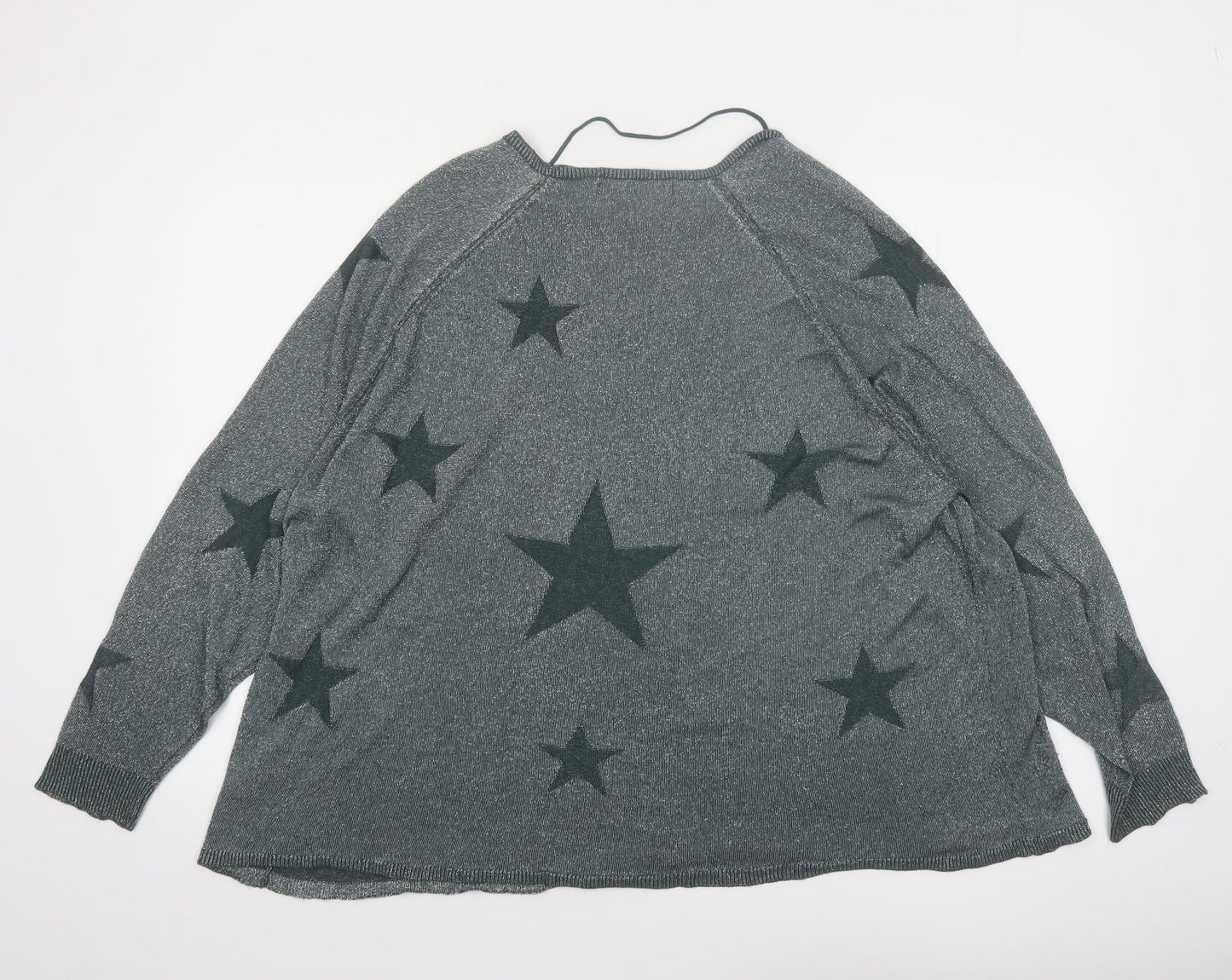 Vero Moda Womens Grey Star Knit Jumper XL Relaxed Fit Pullover