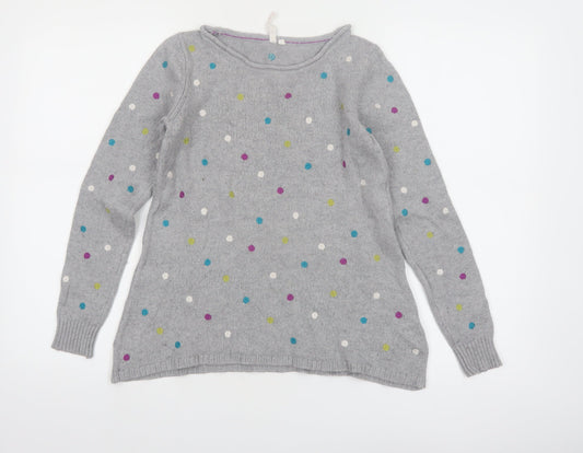 White Stuff Women’s Grey Polka Dot Alpaca Blend Jumper Size 8