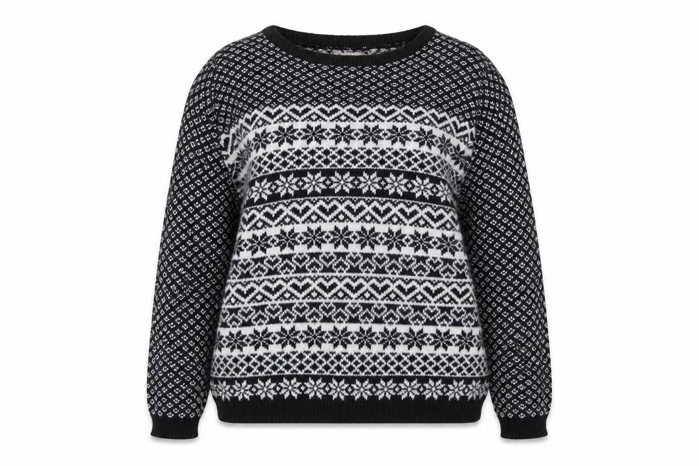 Next Women's Black & White Fair Isle Wool Blend Jumper UK 14