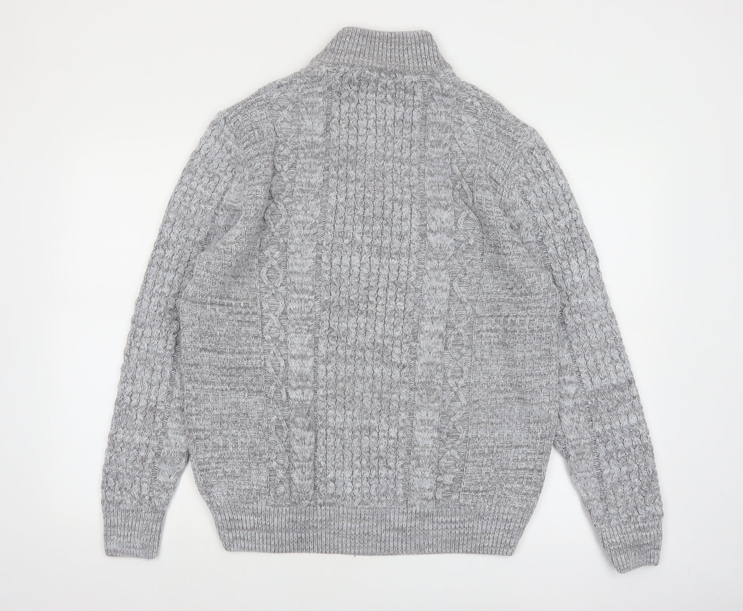 Next Men's Grey Cable-Knit Half Zip Jumper Size L
