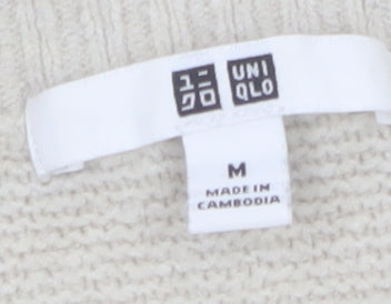 Uniqlo Women Beige Crew Neck Long Sleeve Knit Jumper M