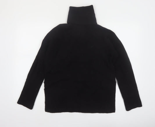 Massimo Dutti Women Black Small Roll Neck Wool Cashmere Jumper
