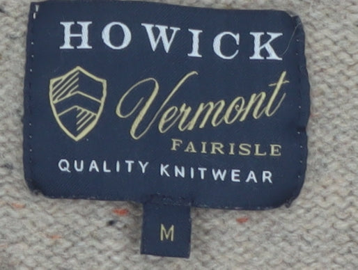 Howick Men Red Fair Isle Wool Blend Crew Neck Jumper M