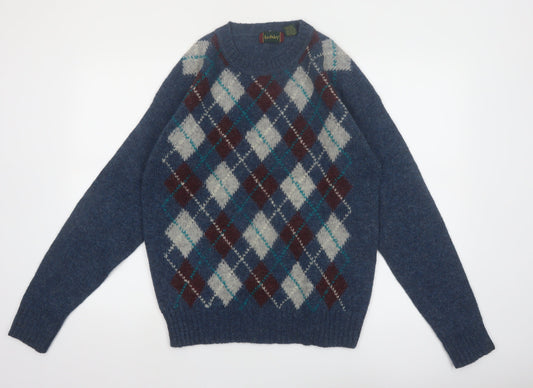 Ardsley Men's Blue Argyle Wool Pullover Jumper M Vintage Knit