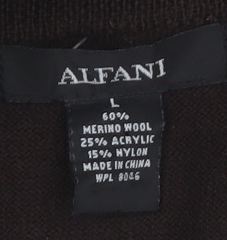 Alfani Men’s Brown Argyle 1/4 Zip High Neck Wool Jumper L