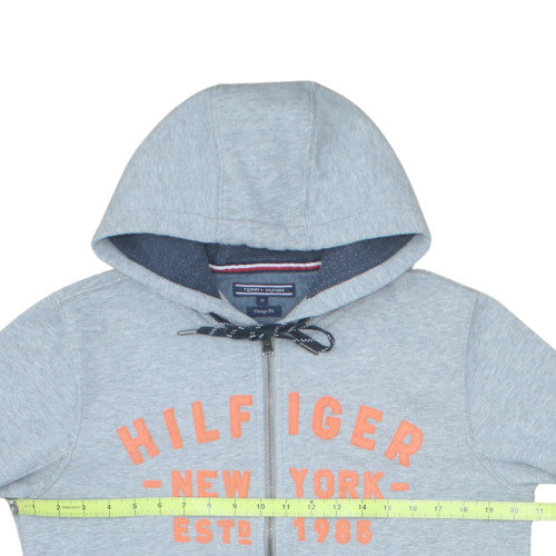 Tommy Hilfiger Women Grey Full Zip Hoodie Size M Vintage Fit