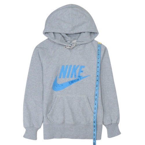Nike Girls Grey Hoodie M Graphic Pullover 100% Cotton Sportswear