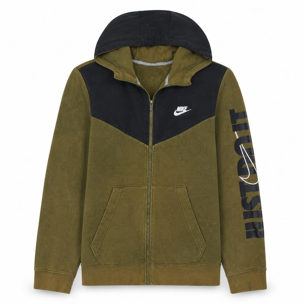 Nike Men's Green Full Zip Hoodie M Sports Fleece Sweatshirt