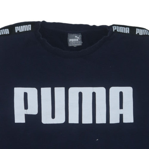 Puma Men's Blue 2XL Crew Neck Logo Pullover Sweatshirt