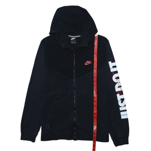 Nike Men's Black Full Zip Hoodie L - Just Do It Graphic Sweatshirt