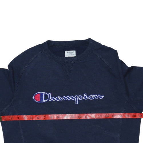 Champion Men's Blue Small Pullover Sweatshirt Logo Crew Neck