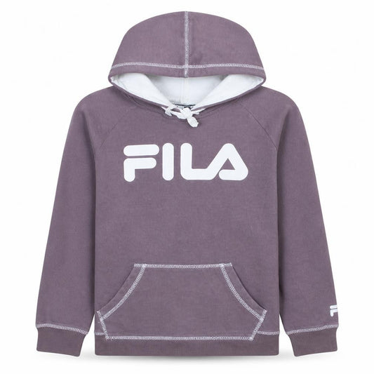 Front view of Fila girls’ purple hooded pullover sweatshirt, size 12, cotton blend