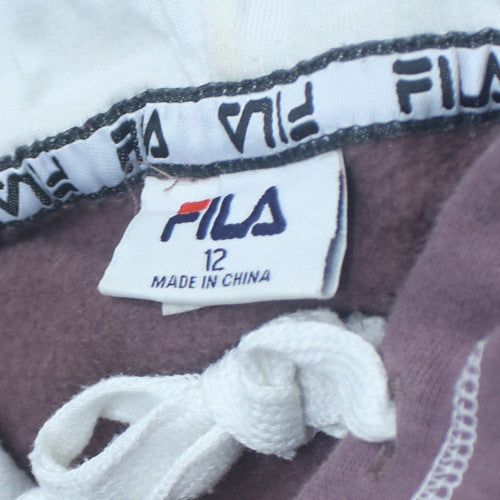 Fila Girls Purple Hooded Pullover Sweatshirt Size 12 Cotton Blend
