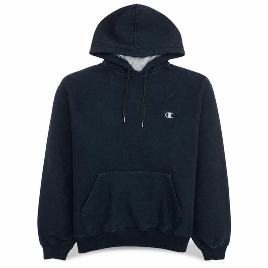 Champion Men's Black Pullover Hoodie Size L Classic Fleece Sweatshirt