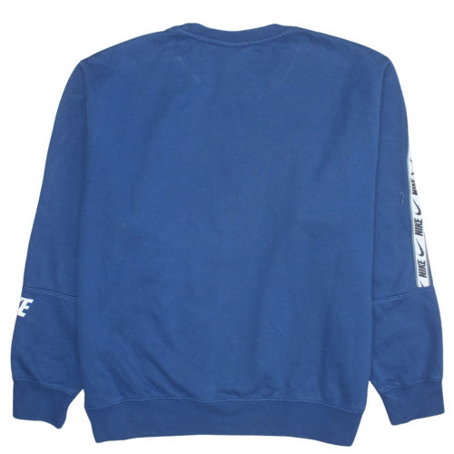 Nike Men Blue Logo Crew Neck Pullover Sweatshirt L Classic Fit