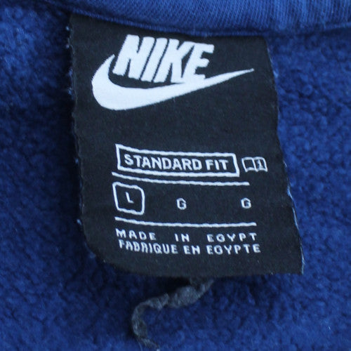 Nike Men Blue Logo Crew Neck Pullover Sweatshirt L Classic Fit