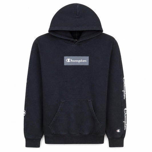 Champion Men's Black Pullover Hoodie Small Logo Fleece Sweatshirt