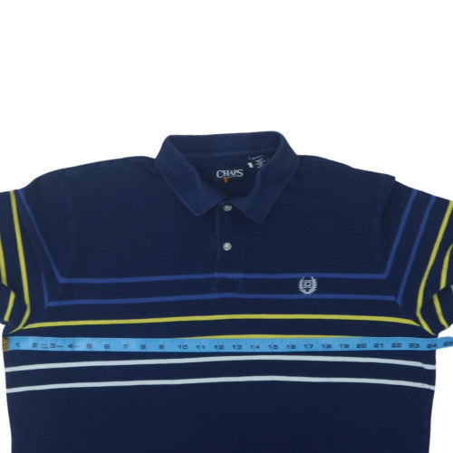 Chaps Men's Blue Striped Polo Shirt Size XL 100% Cotton Classic Fit