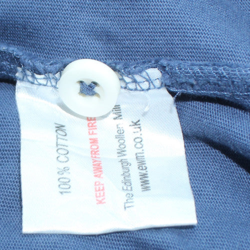 James Pringle Men's Blue Long Sleeve Cotton Polo Shirt Size L