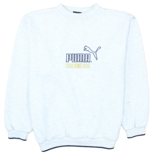 Puma King Women's Grey Pullover Sweatshirt M Embroidered Logo