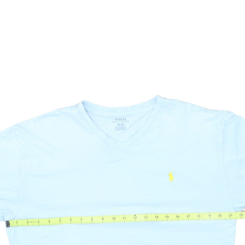 Ralph Lauren Men's Blue V-Neck Short Sleeve Cotton T-Shirt M