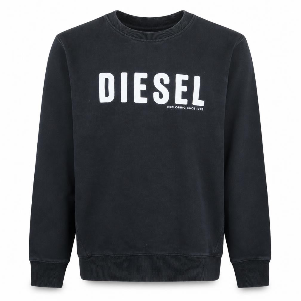 Diesel Mens Black Medium Crew Neck Pullover Sweatshirt