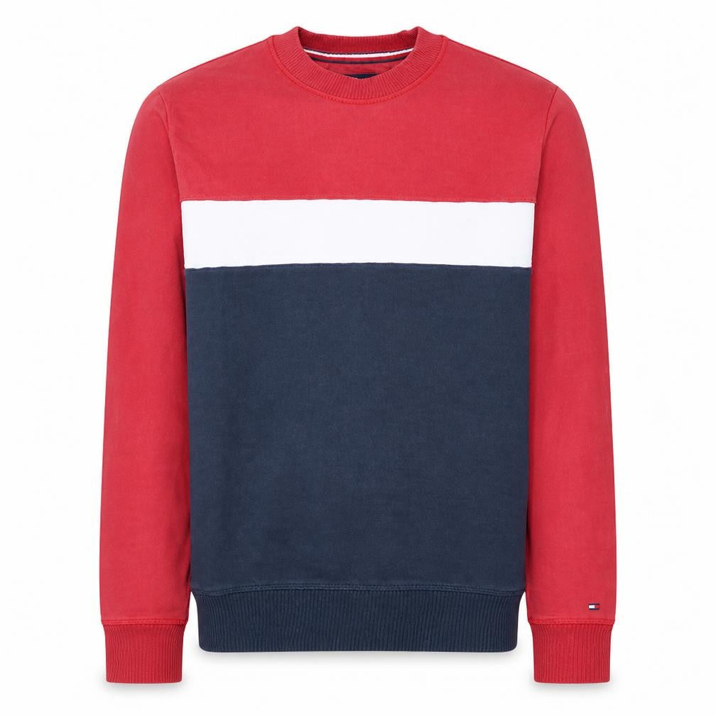 Tommy Hilfiger Men's Red Colour Block Crew Neck Sweatshirt Size M