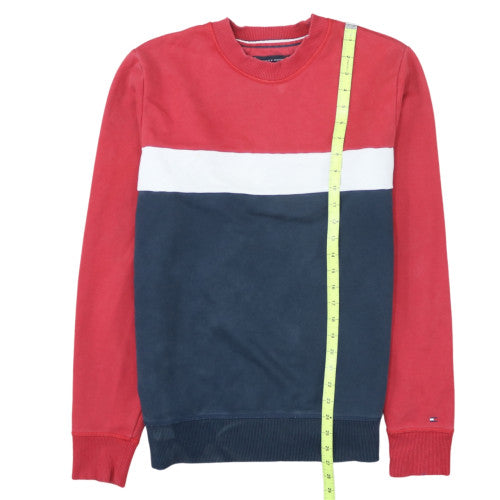 Tommy Hilfiger Men's Red Colour Block Crew Neck Sweatshirt Size M