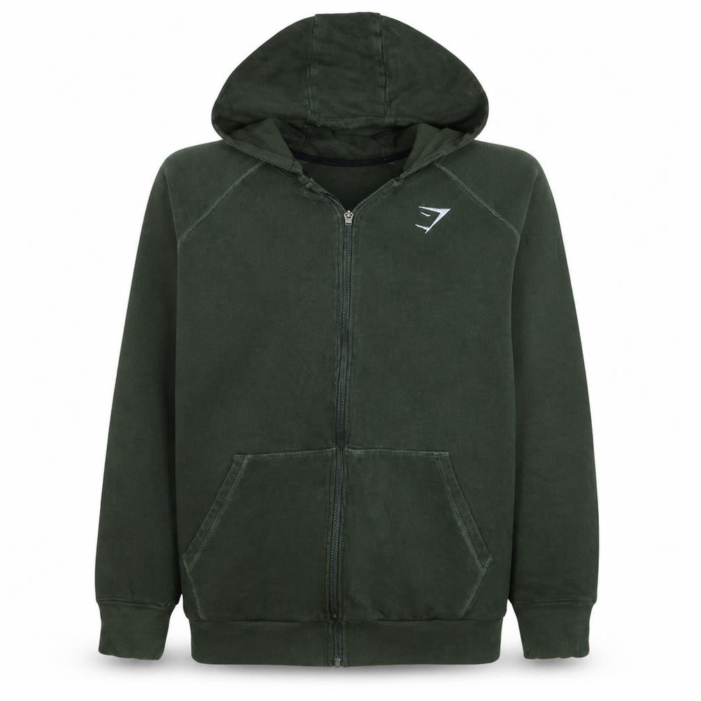 Gymshark Men’s Green Full Zip Hoodie Size L Regular Fit