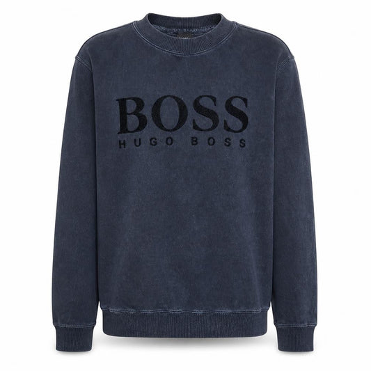 Hugo Boss Men's Blue Logo Crew Neck Cotton Sweatshirt M