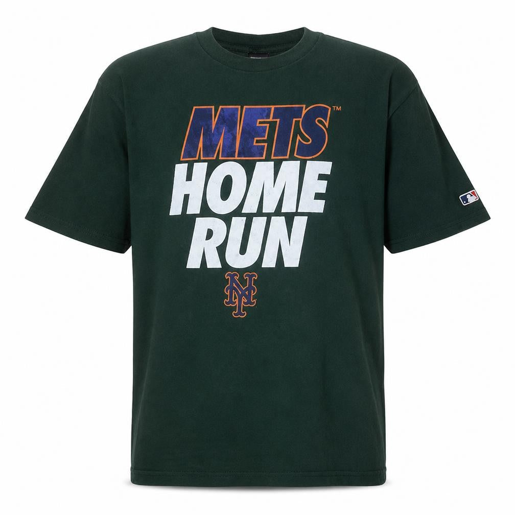 MLB Mens Black XL T-Shirt Crew Neck Mets Home Run Graphic Cotton