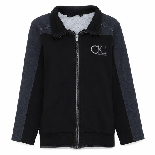 Calvin Klein Jeans Women Black Full Zip Sweatshirt M Cotton CKJ Logo