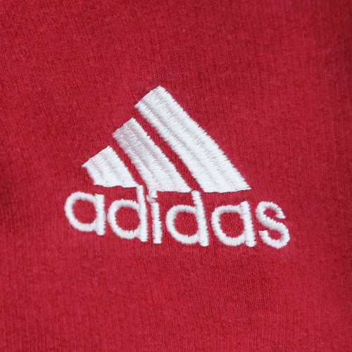 Adidas Men's Red Pullover Sweatshirt M Embroidered Logo V-Neck