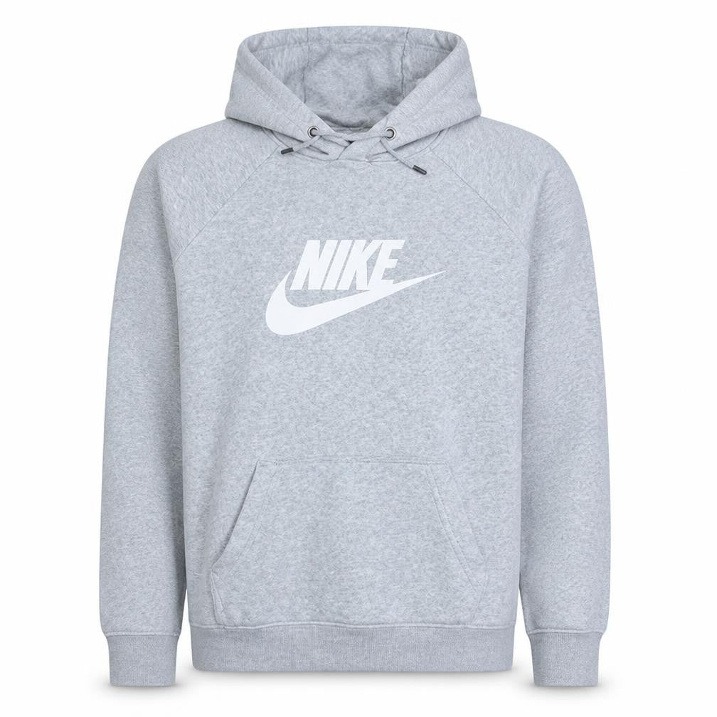Nike Men's Grey XL Pullover Hoodie with Logo and Pockets